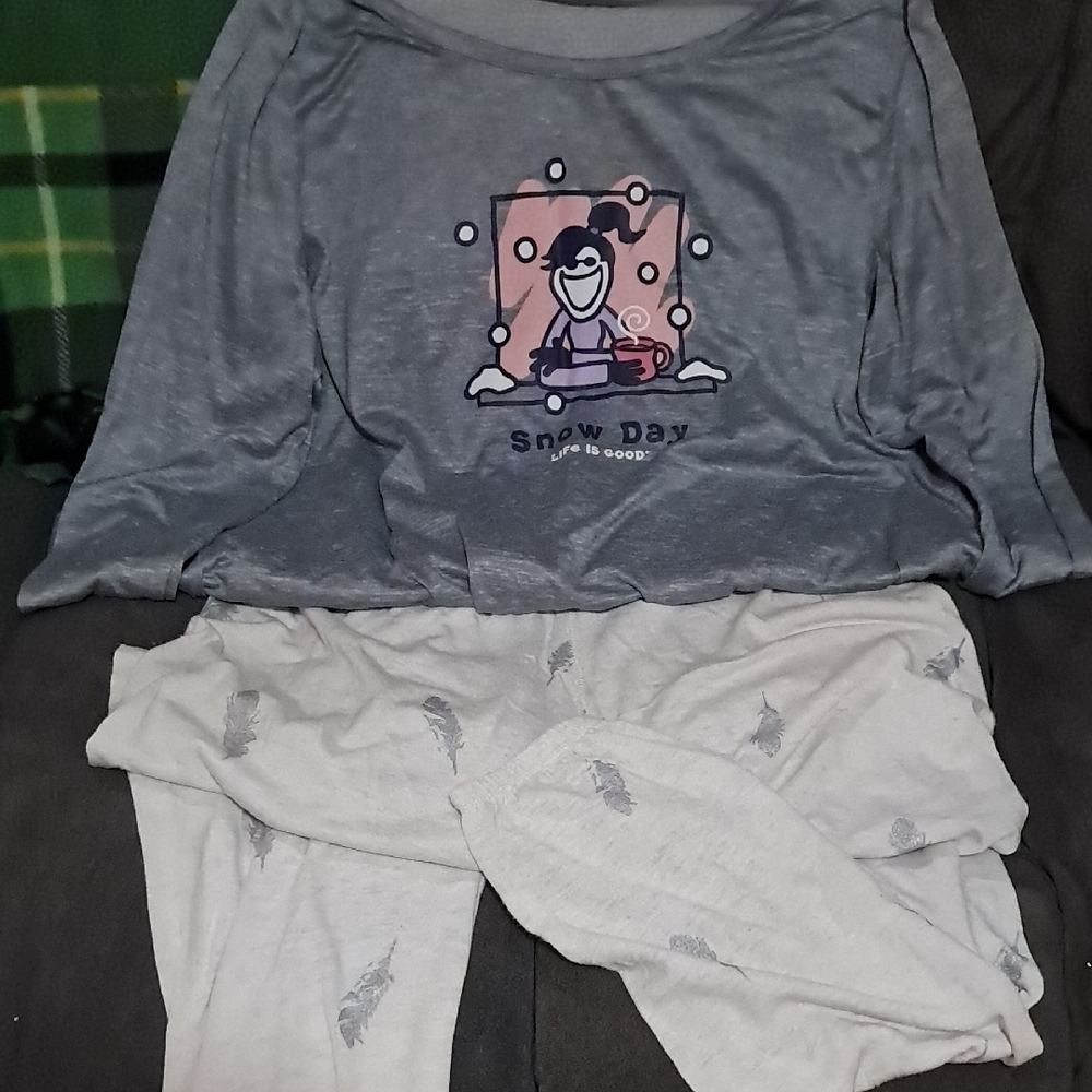 Women's Gray and White Pajama Set